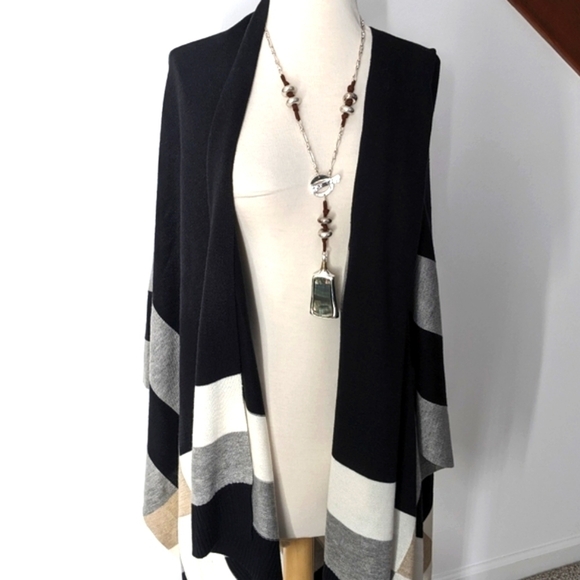Calvin Klein poncho shawl color block One Size - Picture 3 of 5